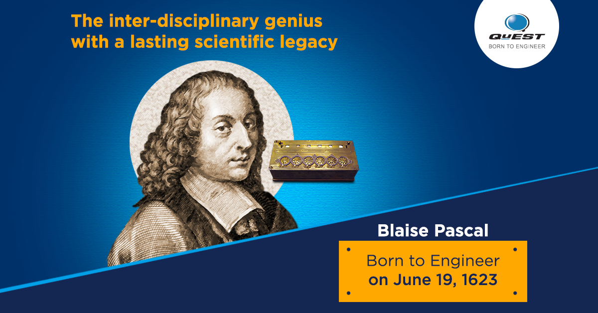 Quest_Global's tweet image. #BlaisePascal was a French #mathematician, physicist, and writer. Famous for inventing the #MechanicalCalculator #Syringe, and for his contributions to the study of geometry, fluids and theory of probabilities, the SI unit of pressure was named Pascal in his honor #BornToEngineer