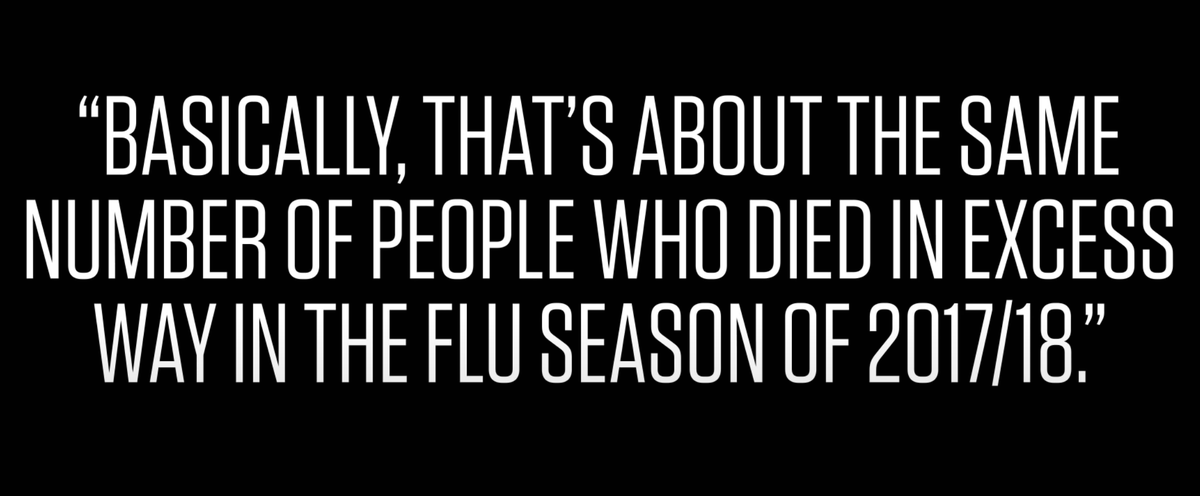 13/Dr. Michael Levitt, Nobel Prize Winner in Chemistry. "The total number of excess [COVID] deaths [as of May 7] is 160,000, maybe 170,000. Basically, that's about the same number of people who died in excess way in the flu season of 2017/2018."