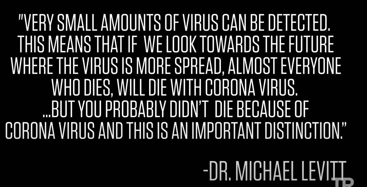 14/Dr. Michael Levitt, Nobel Prize Winner in Chemistry. On COVID deaths being counted as COVID deaths, "no matter what the cause," thus inflating & falsifying the reported number of COVID deaths you see in the news.