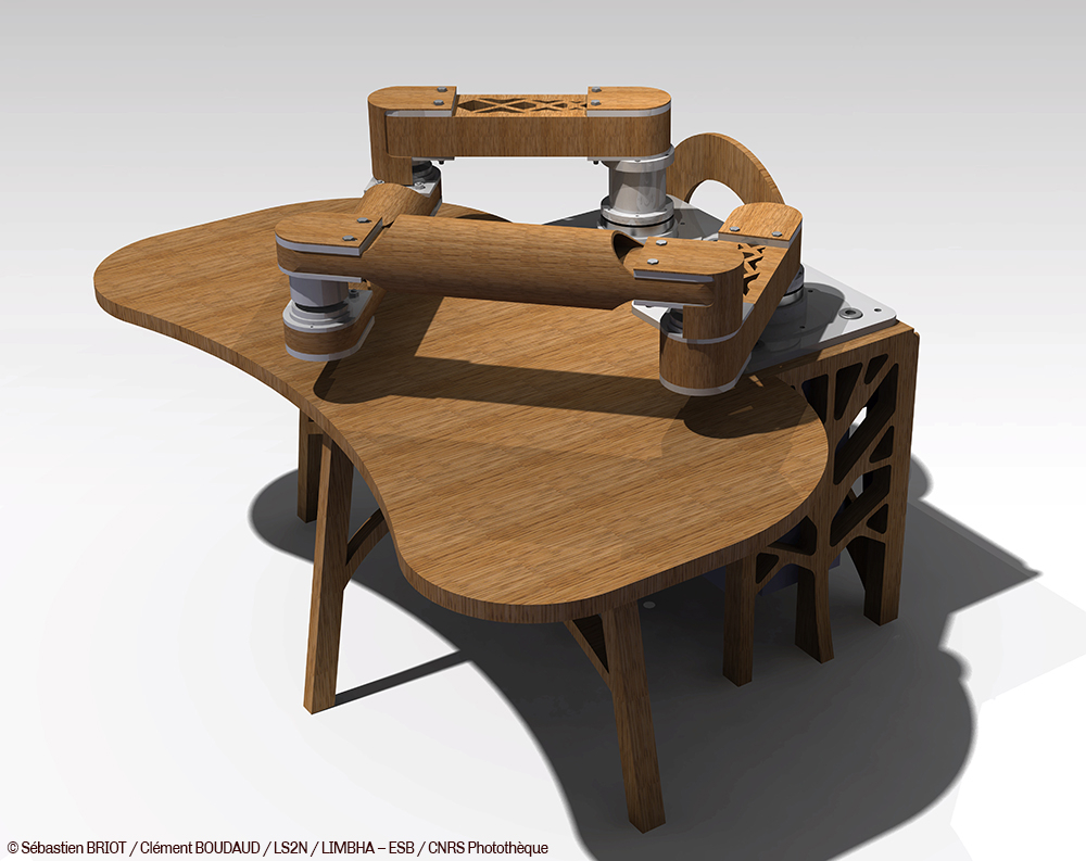 CNRS's tweet image. #FutuRobot 🤖 | Savez-vous qu’il existe une robotique verte ? Ce prototype de #robot parallèle, qu’on appelle #RobEcolo, est ainsi réalisé en grande partie en… #bois. Les robots parallèles sont de plus en plus utilisés dans le secteur industriel pour … instagr.am/p/CBmwpqQjJ2S/