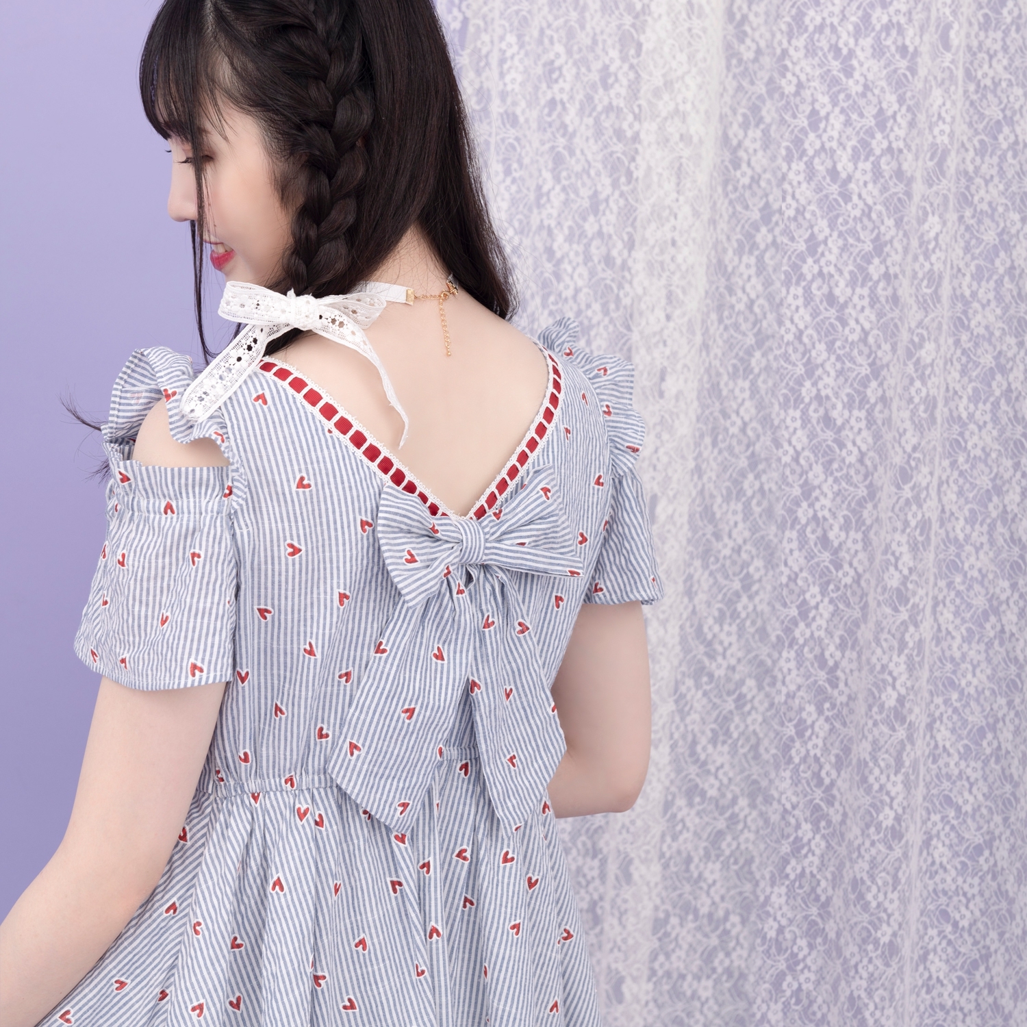 シークレットハニー Pick Up 本日は甘めコーデが好きな方にオススメの ハート柄アイテムをご紹介致します ハート プリントバックリボンワンピース ストライプ柄にハートプリントが可愛い バックスタイルにも注目です 7 900 Tax 楽天