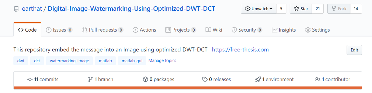 free_thesis's tweet photo. I did this project in 2012 and still it is the most downloaded, starred and forked project of mine at @github and @free_thesis 

https://t.co/thVorNHCuh
https://t.co/QJDhfYo07n

#imageWatermarking #matlab #code https://t.co/dALHHIIEjx