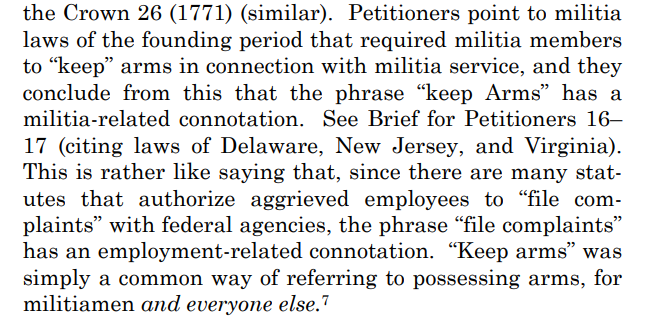 Alito's contention there is both true and irrelevant. This is a version of the same mistake Stevens made in his Heller dissent (see below for Scalia's response). The fact that a phrase is commonly used in a particular context does not show that it's limited to that context. 21/