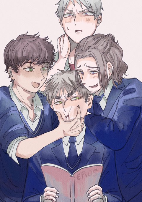 「cheek squash multiple boys」 illustration images(Latest)