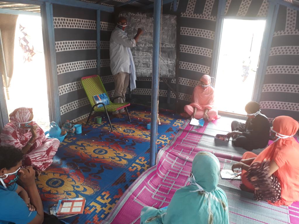 RETGermany's tweet photo. RET was amongst the first NGO’s to adapt its learning programs in #MberaCamp #Mauritania during #COVID19 & has been continuing both the catch-up courses and the Functional Literacy and Numeracy Program #FLNP with no interruptions. https://t.co/TmIbQ1QEXe