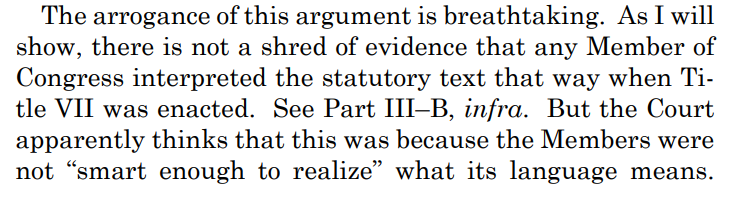 Alito accuses the majority of "breathtaking" "arrogance," in a major echo of one of the most scorching passages from Scalia's Obergefell dissent (at left): 23/