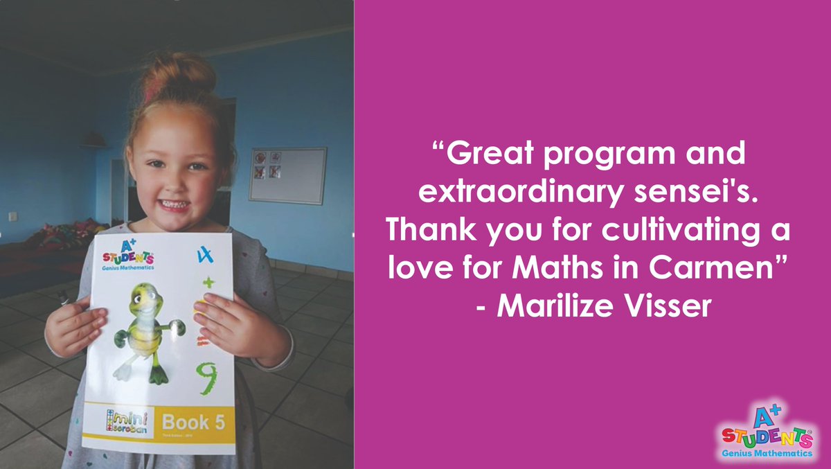 aplusstudents1's tweet image. With over 40 000 students having gone through our programs there are loads of success stories. Follow this link to read what some parents say about our abacus and mental arithmetic courses: aplusstudents.co.za/Post/Search?ta…

#aplusstudents #math #abacus #parents #homeschooling #elearning