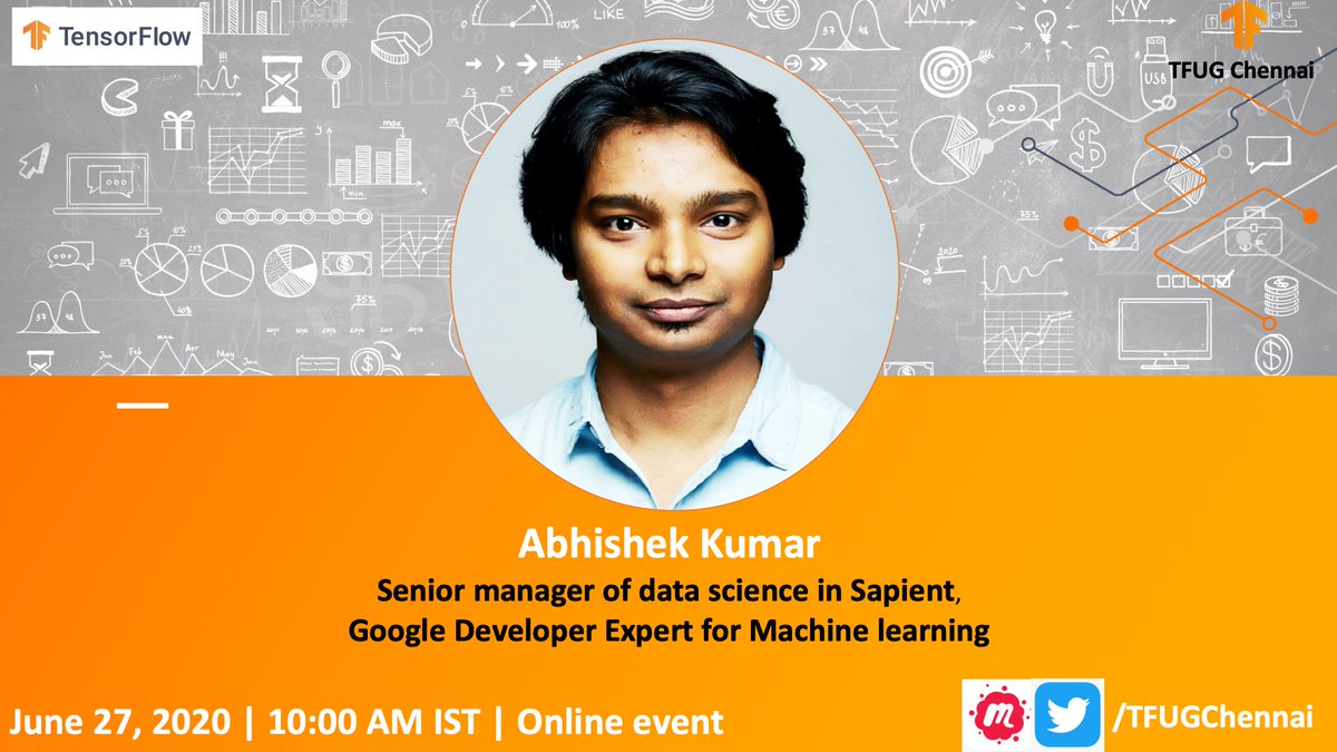 <a href="/MeAbhishekkumar/">Abhishek Kumar</a> <a href="/GoogleDevExpert/">@GoogleDevExpert</a> for #MachineLearning is the speaker of 'Deep dive into NLP and Image processing' meetup by @TFUGChennai. please register at our meetup page meetup.com/TFUGChennai/ev…

<a href="/GoogleDevsIN/">Google for Developers India</a> <a href="/TensorFlow/">TensorFlow</a> <a href="/GDGChennai/">GDG Chennai</a> <a href="/GdgCloudChennai/">GDG Cloud Chennai</a> <a href="/wtmchennai/">WomenTechMakers Chennai</a> <a href="/sidagarwal04/">Siddhant Agarwal</a>