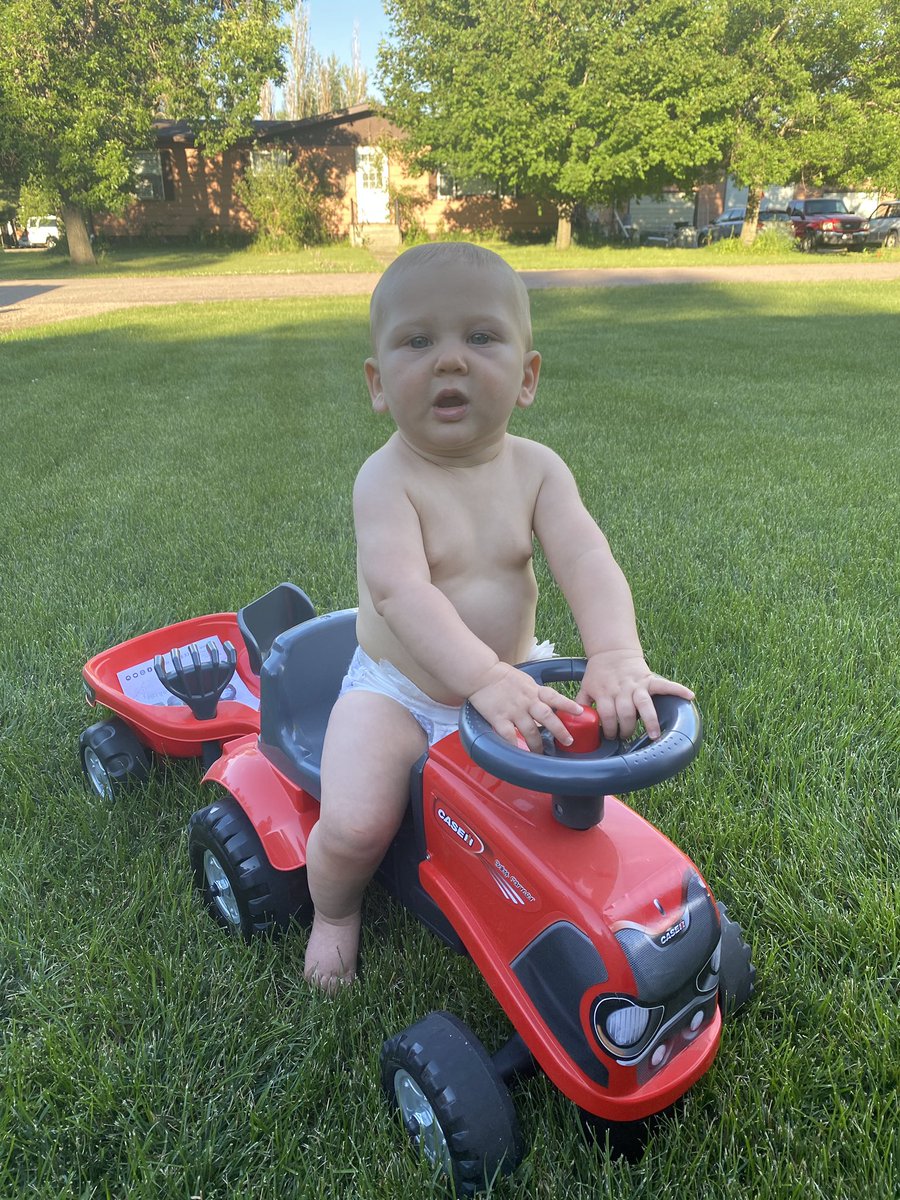 CLScott1972's tweet photo. My favorite new @Case_IH tractor delivery ever! Teach them young! #proudgodparent @DeinertMike https://t.co/fkiyLv1mLc