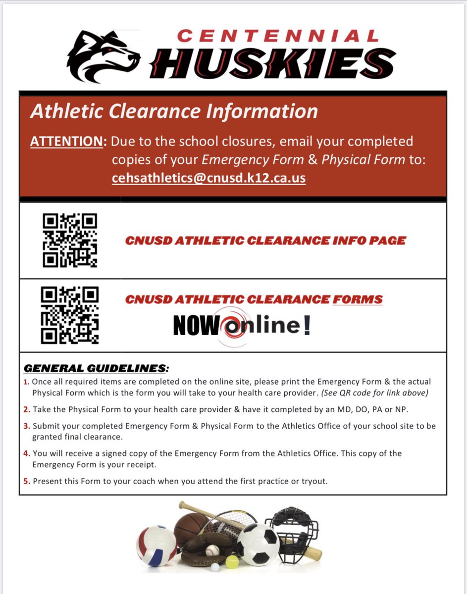 Cen10_XC's tweet photo. Athletic Clearance is now done online.  You will need to have this completed before our first practice.  Follow the instructions on the flyer. https://t.co/eSZACIW2n1