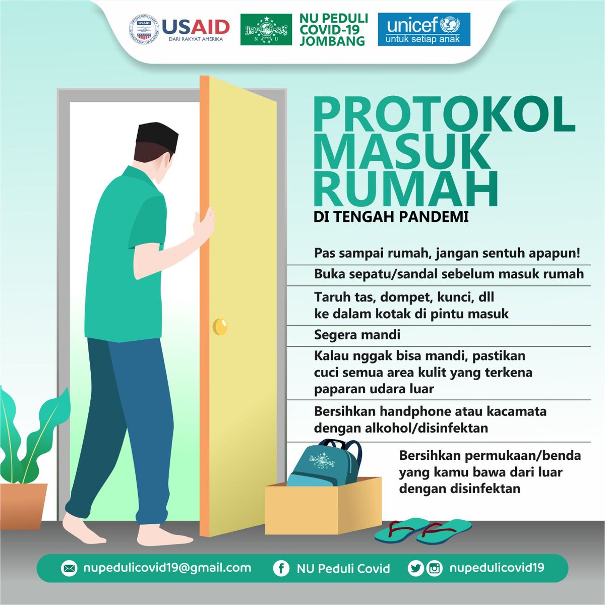 cho_ulfa's tweet photo. Simak dan bagikan ya.
Perlu diingat beberapa protokol, termasuk protokol masuk ke dalam rumah 😉

@nupedulicovid19 
@KabJombang 
@UNICEFIndonesia 

#COVID__19 
#satgasnucovid19 
#dirumahaja 
#pelajarNUJombang
#indonesiapulih
#unicef
#usaid https://t.co/0pC7Qkd07h