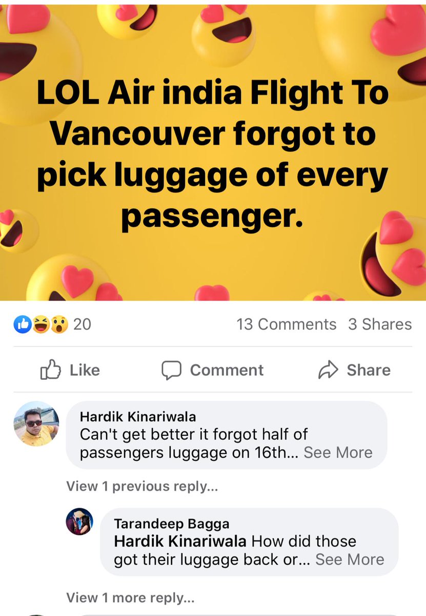 kawal_mehta's tweet photo. ये क्या हो रहा है ? @airindiain @aajtak @HardeepSPuri @rahulkanwal @CanadiansIndo @ndtv @ABPNews Air India flight to Vancouver fotget to pick baggage of more than 100 passengers https://t.co/5Gux7tHg9r