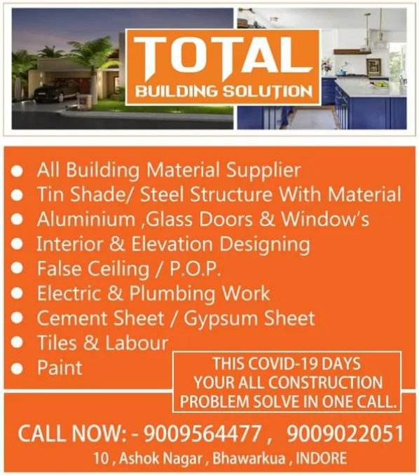 IndoreTalk's tweet photo. #FeaturedTalk: Total Building Solution, एक ऐसा नाम जहां आप पाएंगे घर बनाने की सभी समस्याओं का निवारण सिर्फ एक फ़ोन पर...🏠🏢🏩🏬
📲 अधिक जानकारी के लिए कॉल करें 9009564477, 9009022051.
#BuldingMaterial #Interior #Cement #Plumbing #Construction #RealEstate #Indore #IndoreTalk https://t.co/EU09hHzHnm