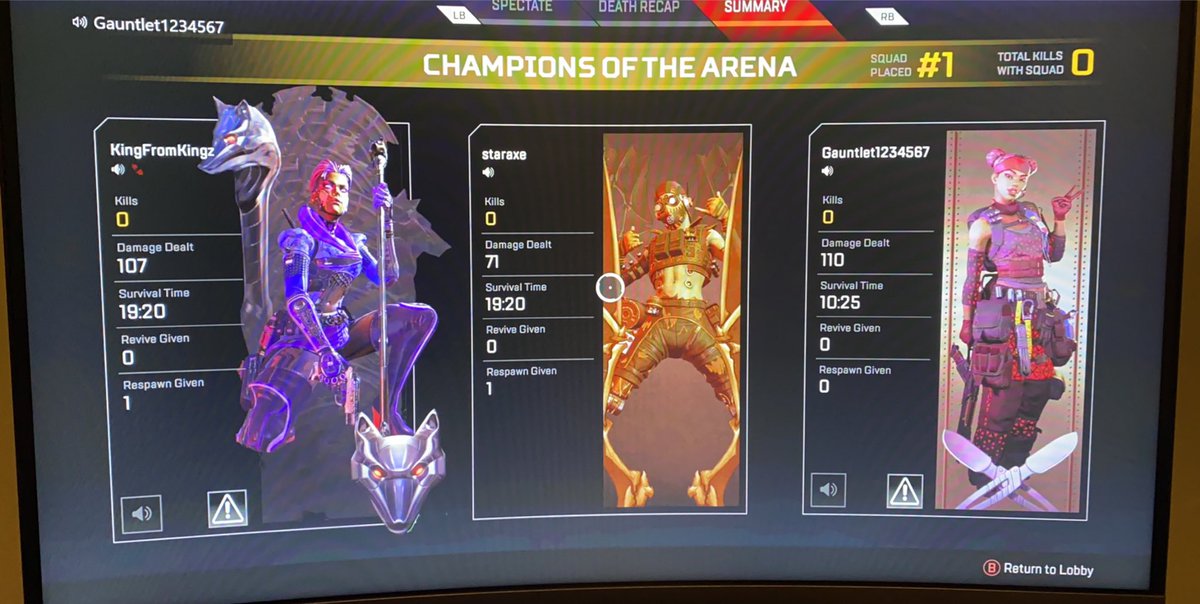 natedermer's tweet photo. My first ever no kill win for an entire team lmao!! @RyanBreen1996 @SWITCHBLADEGG @PlayApex https://t.co/RBrhQoj3lx