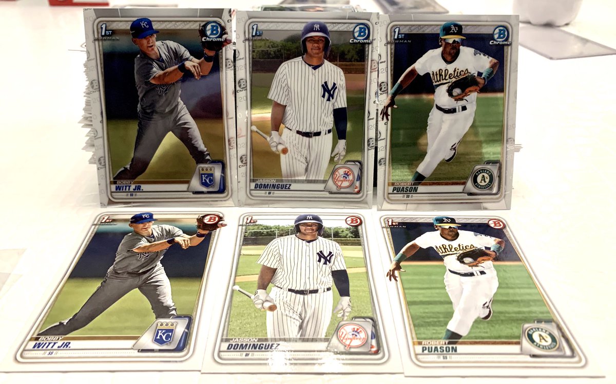 DonCardleone's tweet photo. 2020 Bowman Chrome and Paper Jasson Dominguez, Bobby Witt Jr & Robert Puason Lot $75 shipped @HobbyConnector #jassondominguez #martian #bobbywittjr #robertpuason https://t.co/tJUEEt8hcr