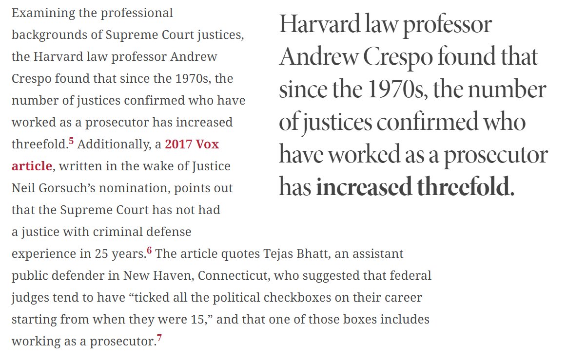 PROBLEM COURT There are four times the number of judges with prosecution experience than defense. Appoint and elect more judges with criminal defense experience. See https://www.cato.org/publications/studies/are-disproportionate-number-federal-judges-former-government-advocates#why-it-matters