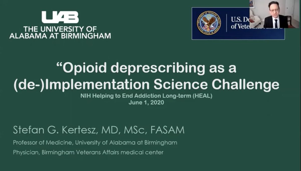 9/The theme here is IF health systems aim to "reduce opioid prescriptions", then that's what we call "de-implementation". It can be done well OR poorly. We need to refocus on "how". I spoke on this for  @NIH HEAL initiative. Go to 38:34 to watch 