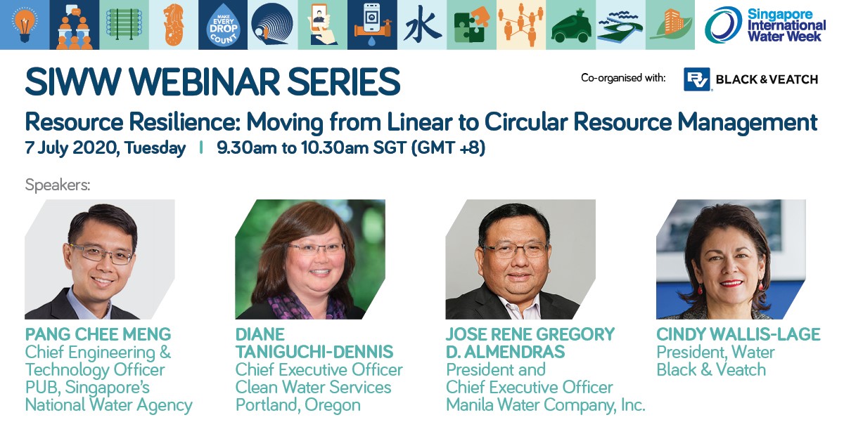WaterWeekSG's tweet photo. While COVID-19 has disrupted meetings, we bring them to you! Register for the SIWW Webinar Series- #ResourceResilience: Moving from Linear to Circular Resource Management: https://t.co/n7DVPQMi36
Details: https://t.co/O7wGtzwAiD
#circulareconomy #water #siwwwebinar #SIWW2021 https://t.co/z5ql3Em2V4
