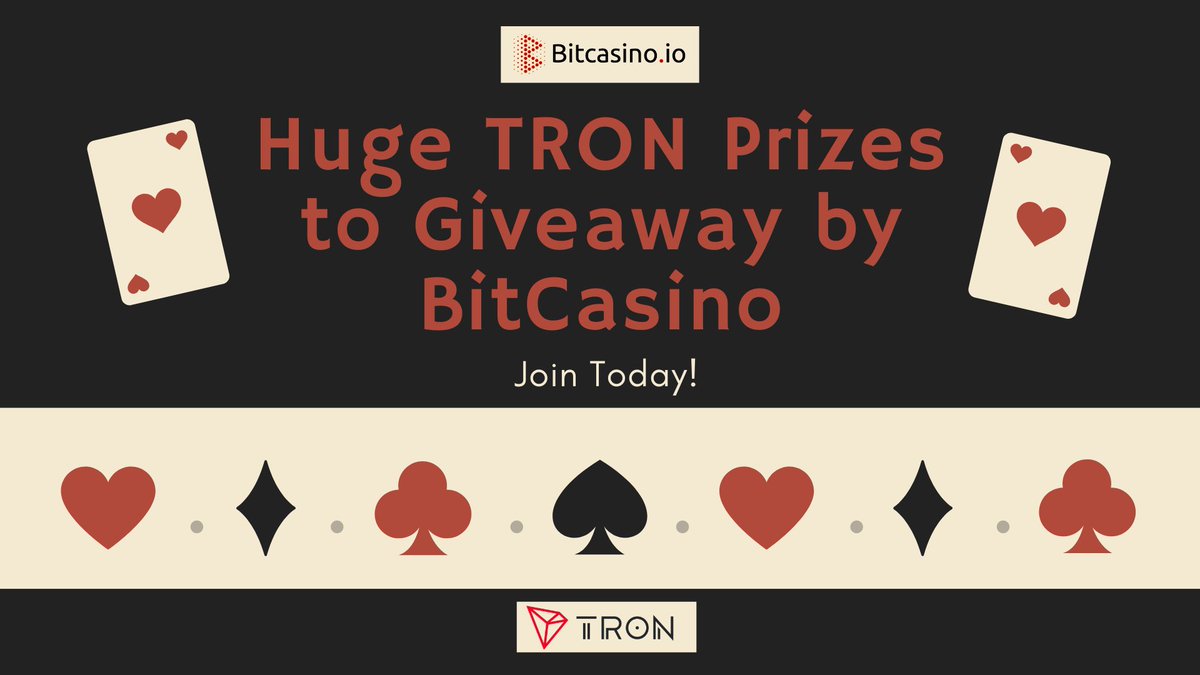 Join The BitCasino / Tron Campaign
Win prizes up to 6000 TRON

Click Here : bit.ly/2US88pK

#Bitcasino #Tron #Airdrop #Reward #Competition #Crypto