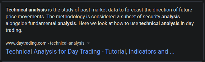 TECHNICAL ANALYSIS (TA) is the art of looking for patterns in charts, with the goal of being able to get an idea of how the instrument will behave in the future. There are many, many different ways to do TA, in this thread im going to be focusing on foundational concepts.