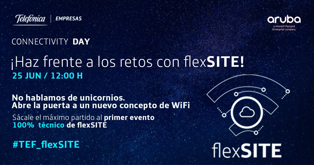 🙋‍♀️Si te gusta tocar la tecnología 
🙋‍♂️Si eres un "real techie"

No te pierdas el Connectivity Day flexSITE‼️

Un evento en el que descubrirás todas las posibilidades del servicio flexSITE de <a href="/Telefonica/">Telefónica</a> y <a href="/ArubaEMEA/">test vulnerability</a>
 
 📅 #TEF_flexSITE 25 Junio 12:00

👉 tlfn.ca/C2nw50AbtHz