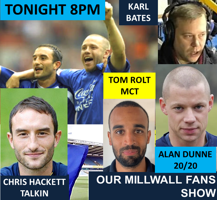 NOLUTALKIN's tweet photo. #Millwall v Derby #Preview. #IFollow inside out with #Karl_Bates. My Millwall experience with former Lion #Chris_Hackett. Helping people take a second chance, #Tom_Rolt of the Millwall Community Trust. Here at #8pm #tonight https://t.co/Ey45rEzVji