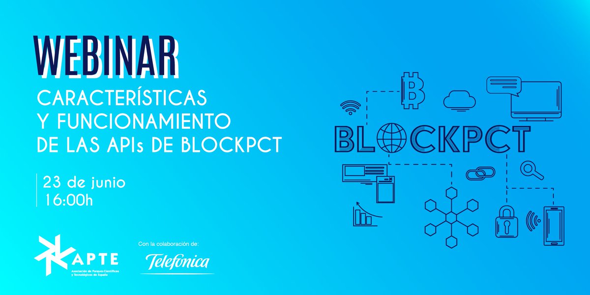 APTE_es's tweet photo. 📣El próximo martes 23 celebraremos un nuevo #webinar sobre el funcionamiento de la red privada de blockchain de @APTE_es #BLOCKPCT.
🗓️23 junio a las 16:00h
En #APTEFORMA - Regístrate gratis
https://t.co/HT3WNSZ8aI
#LosParquesAportan #blockchain https://t.co/DLUpsQPgGq