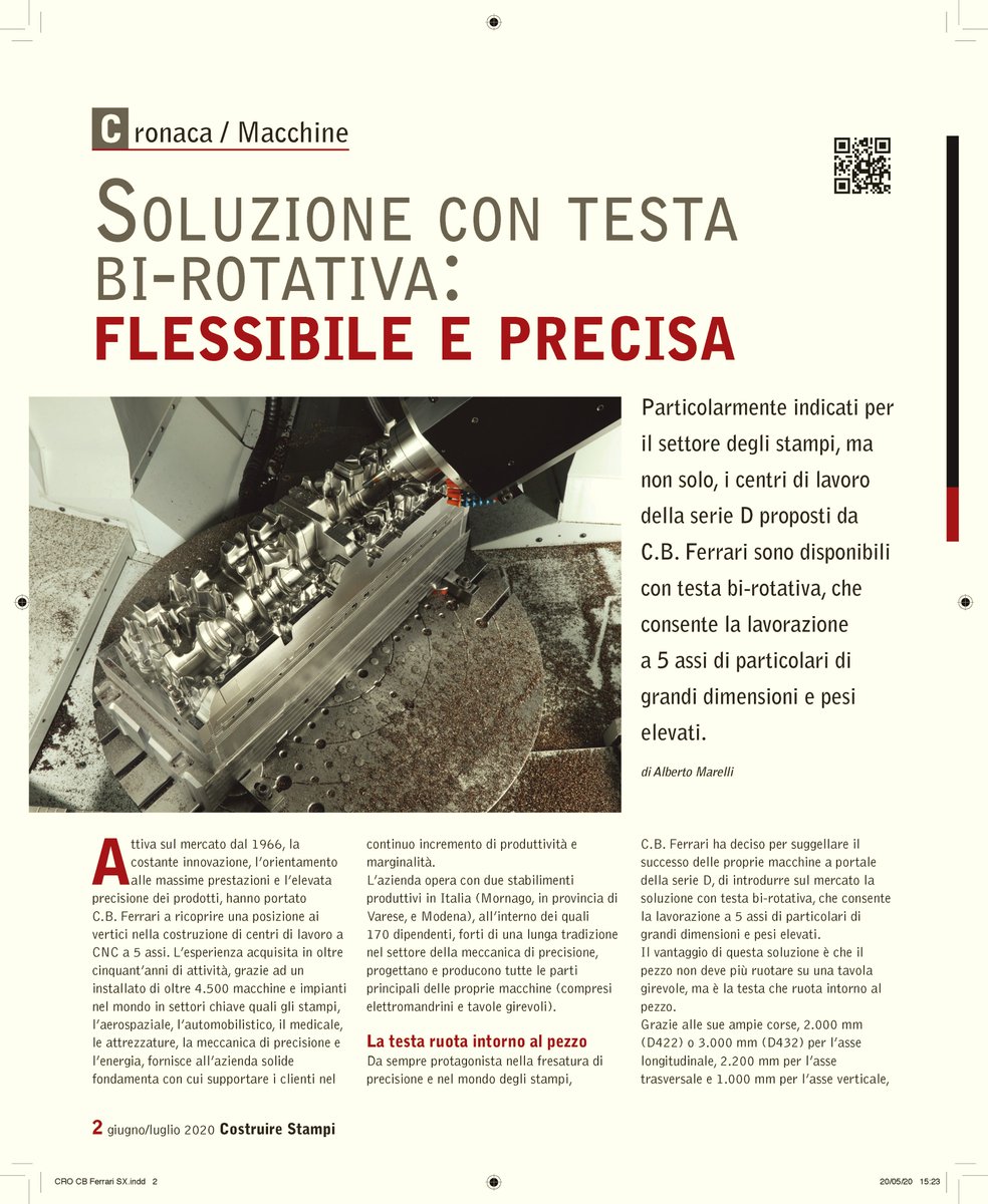 CBFerrari3's tweet image. Soluzione con testa bi-rotativa: flessibile e precisa
I centri di lavoro della serie D proposti da #CBFerrari sono disponibili con testa bi-rotativa, che consente la lavorazione a 5 assi di particolari di grandi dimensioni e pesi elevati.
#cnc #moldmachining #5axis #milling