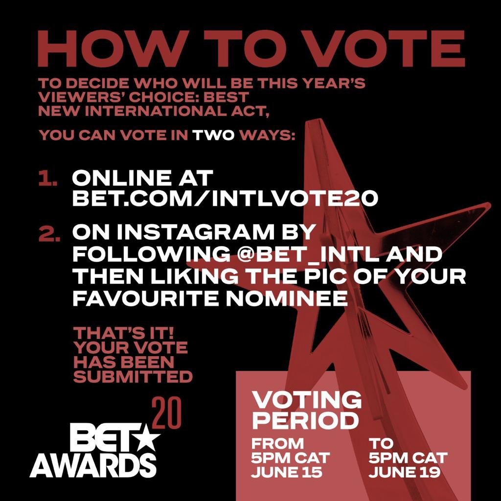 DjMaphorisa's tweet image. South Africa 🇿🇦 &amp;amp; Zimbabwe 🇿🇼 Lets make history together today its the last day to Vote @shashaofficial1 needs to bring it home ❤️🙏🏾😭
Best New International Act #betawards2020
#bestnewinternationalact 
Please Vote here 
bet.com/shows/bet-awar…

#Maphorisa