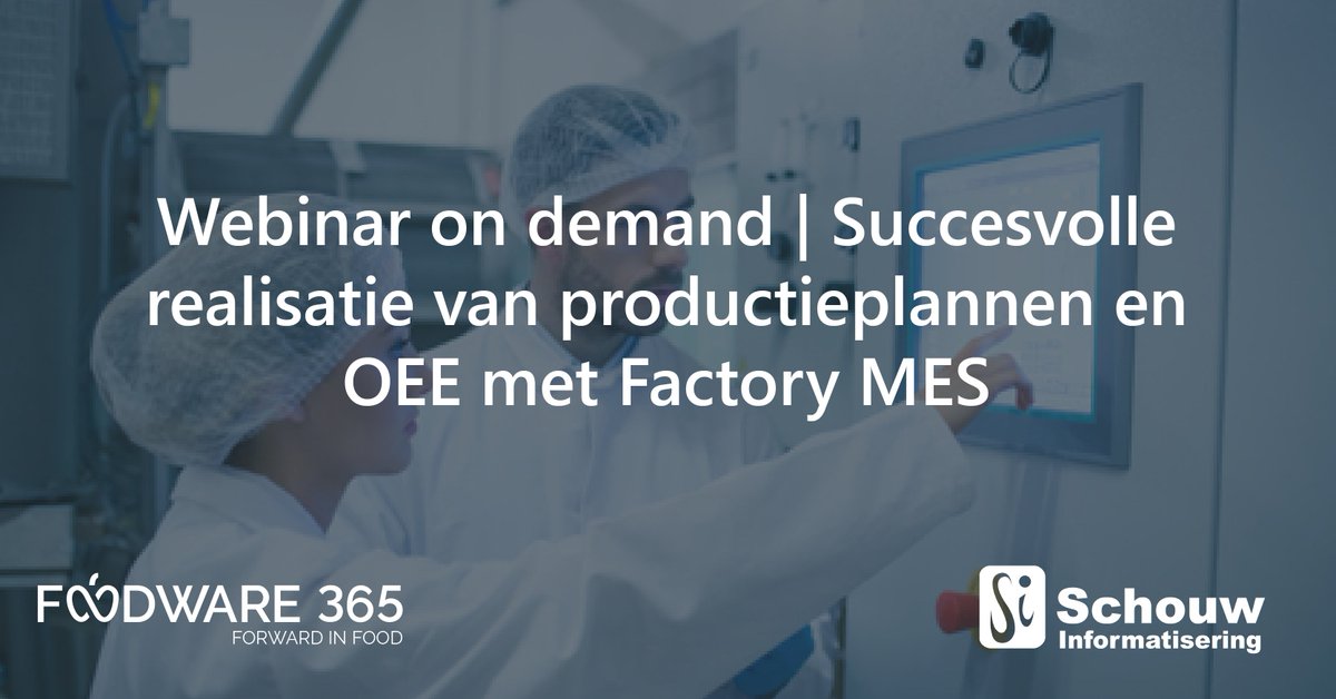 Bekijk nu het webinar on demand: Succesvolle realisatie van productieplannen en OEE (Overall Equipment Effectiveness) met Factory MES.  Vul je gegevens in en ontvang het webinar meteen! schouw.org/nl/actueel/web…