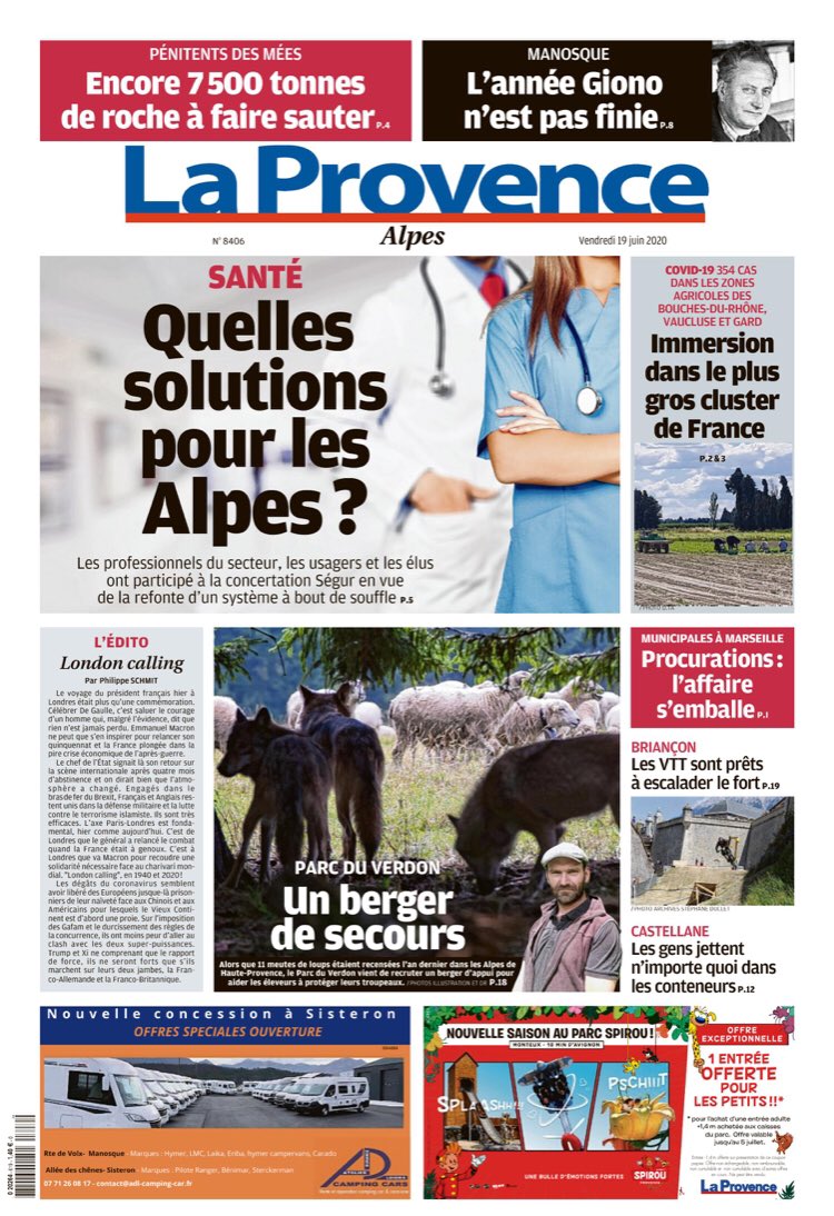 LaProvenceAlpes's tweet photo. #ALAUNE de LaProvence #Alpes 
#Santé  Comment faire mieux? 
Il faut encore faire sauter des rochers  #lesMees   
Un berger pour soutenir les éleveurs #loup
On dansera... sur les réseaux sociaux #dignelesbains #fetedelamusique https://t.co/Qis1GuzDhA