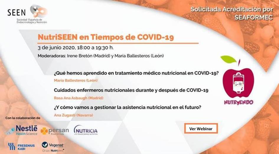 sociedadSEEN's tweet image. ¿Te has perdido el webinar NutriSEEN en tiempos de COVID? Ya están disponibles las grabaciones de la sesión. Accede a través de este enlace: ow.ly/OJWj30qP2eZ