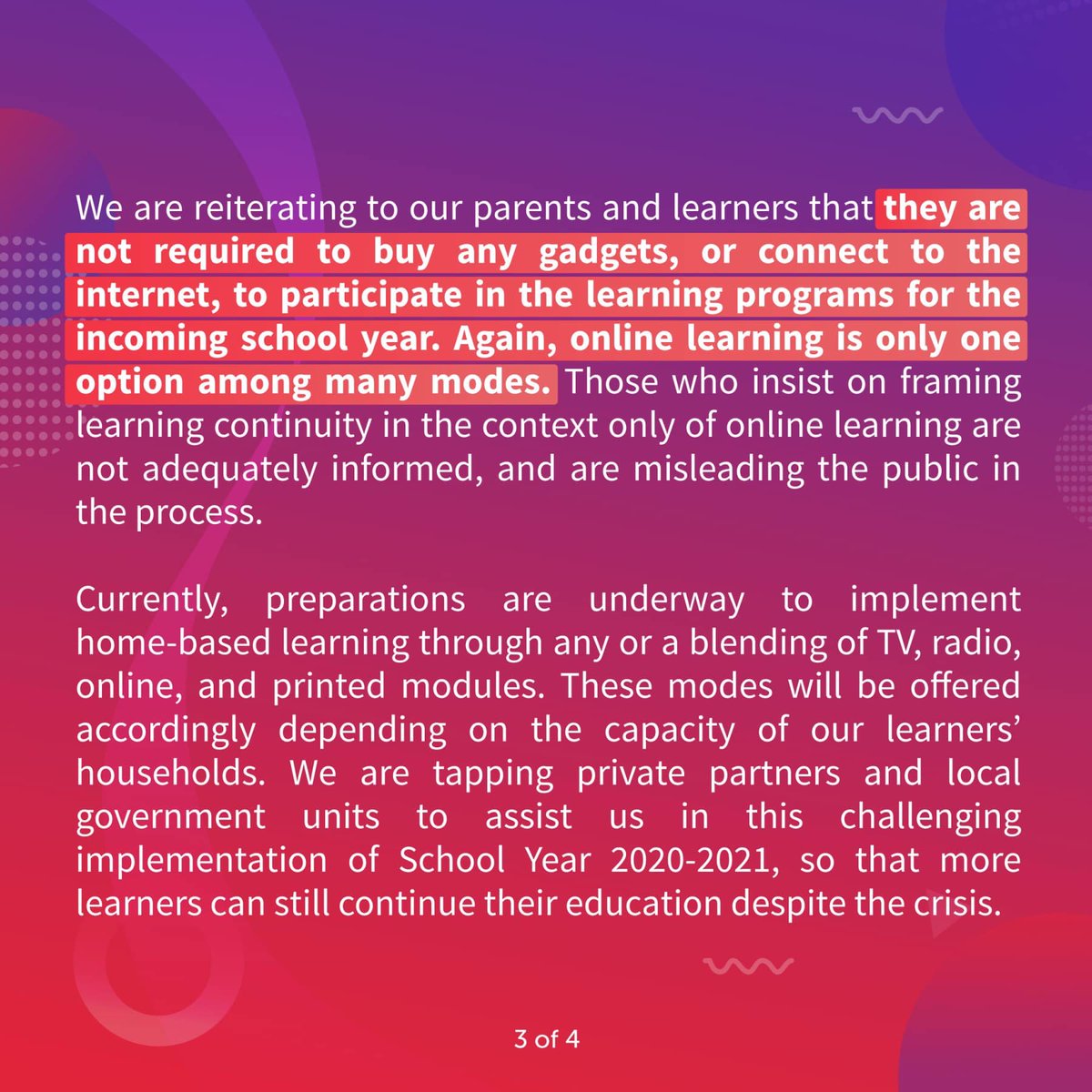 DepEd_PH's tweet photo. Official Statement on Albay Incident

Read the full statement:
English: https://t.co/bMz8zVcfs4
Filipino: https://t.co/Lwt7TWLZLw https://t.co/jDFVQoeGP0