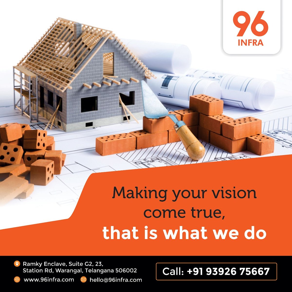 96Infra's tweet photo. Making your vision come true, that is what we do..!!
#Team96infra
Committed to super quality and results..!!
PROFESSIONAL | RELIABLE | TRUSTED
A perfect and #professionalconstruction company in Warangal.
@HiWarangal @HamaraWarangal @WeLoveWarangal https://t.co/vPTksnYin6