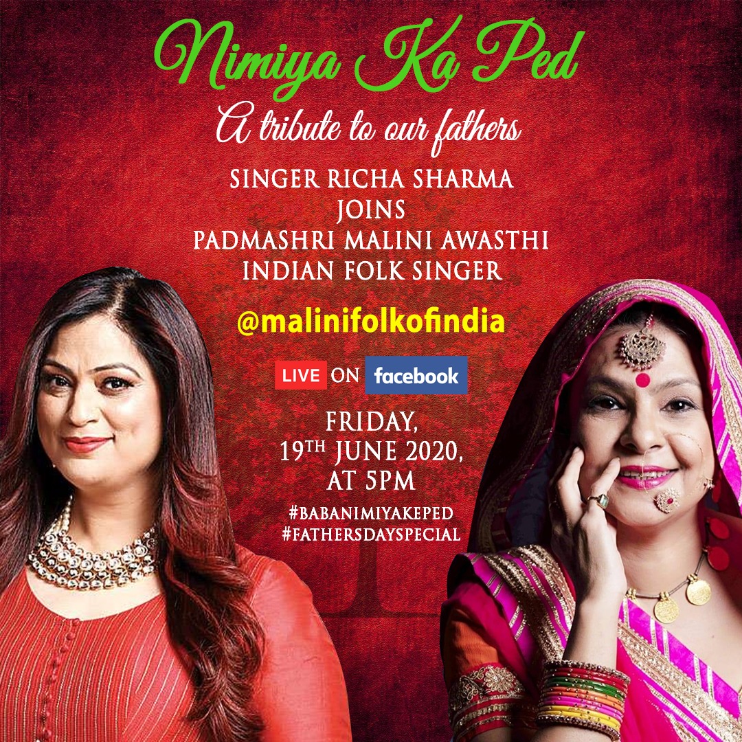 नीमिया के पेड़ श्रृंखला में आज हमारे साथ होंगी बेहद सुरीली गायिका और मेरी प्यारी सी छोटी बहन <a href="/TheRichaSharma/">Richa Sharma</a>
आज, 5 बजे शाम फ़ेसबुक लाइव
@malinifolkofIndia पर
#RichaSharma 
#NimiyaKePed
<a href="/NEWJplus/">NEWJ</a>