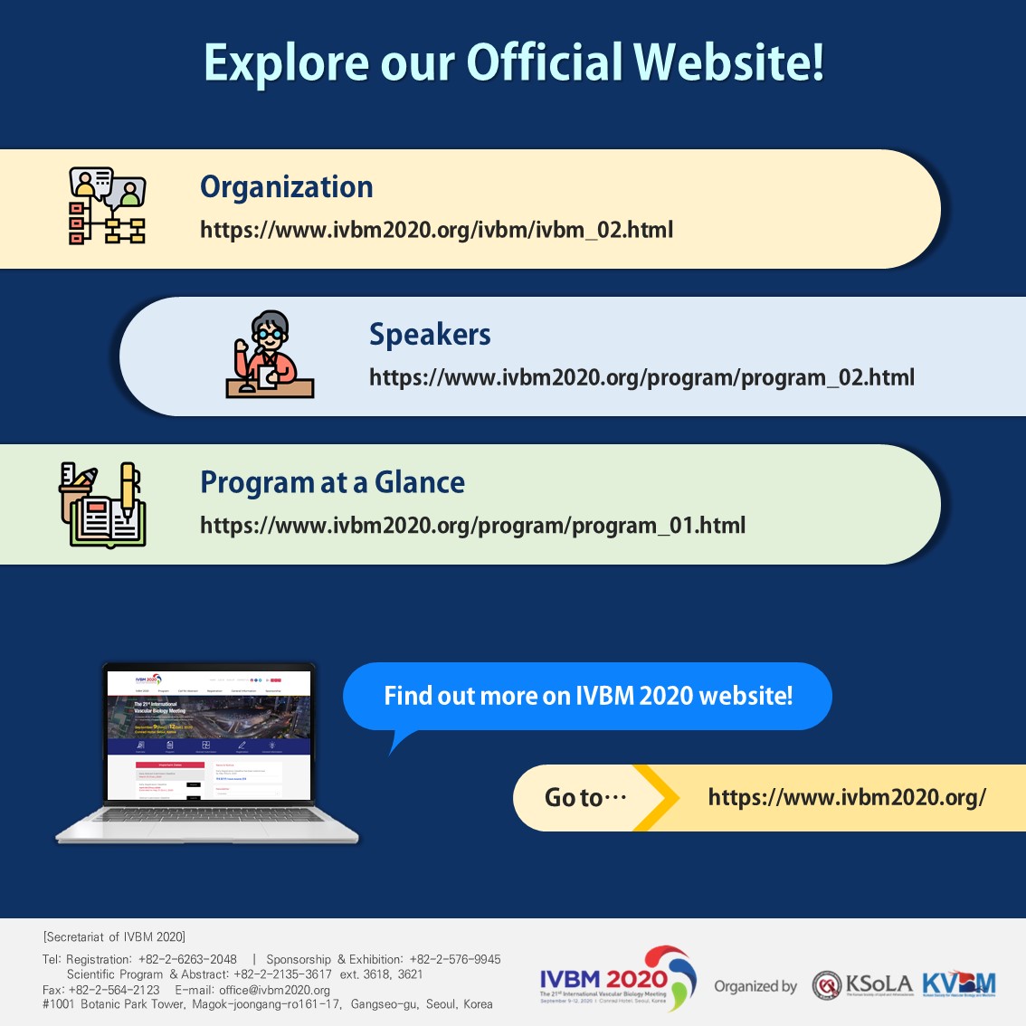 Please go ahead and explore our official website if you need more detailed information!

⭐️ Organization of IVBM 2020
ivbm2020.org/ivbm/ivbm_02.h…
⭐️ Speakers of IVBM 2020
ivbm2020.org/program/progra…
⭐️ Program at a Glance of IVBM 2020
ivbm2020.org/program/progra…