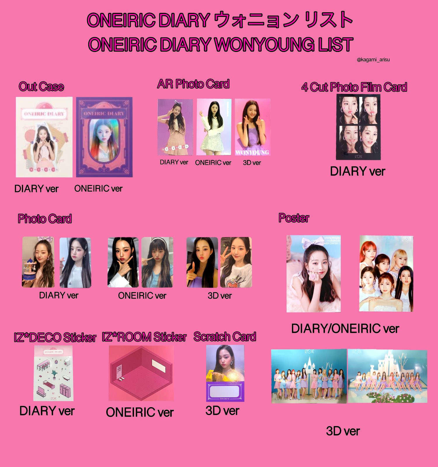 IZ*ONE ONEIRIC DIARY(幻想日記)ヨントントレカ3枚 ウンビ