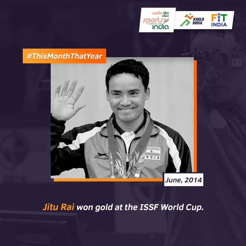 In June 2014, Padma Shri awardee pistol shooter @jiturai clinched a silver medal in the 50m pistol event at the ISSF World Cup. Share your memory from June using #ThisMonthThatYear. @KirenRijiju @DGSAI @RijijuOffice @ISSF_Shooting @OfficialNRAI @PIB_India @PMOIndia @IndiaSports