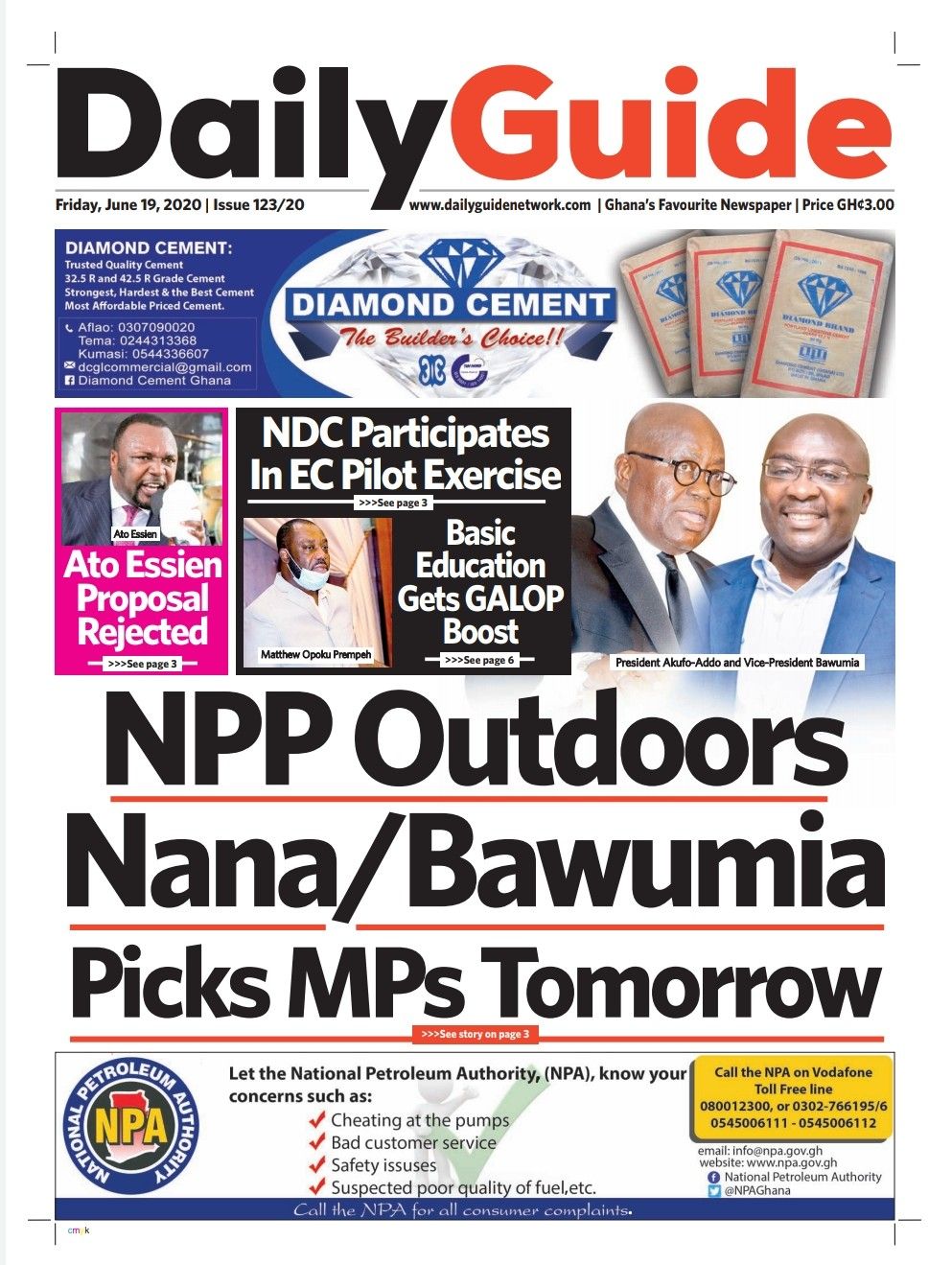 DAILY GUIDE NEWSPAPER FRONT PAGE
