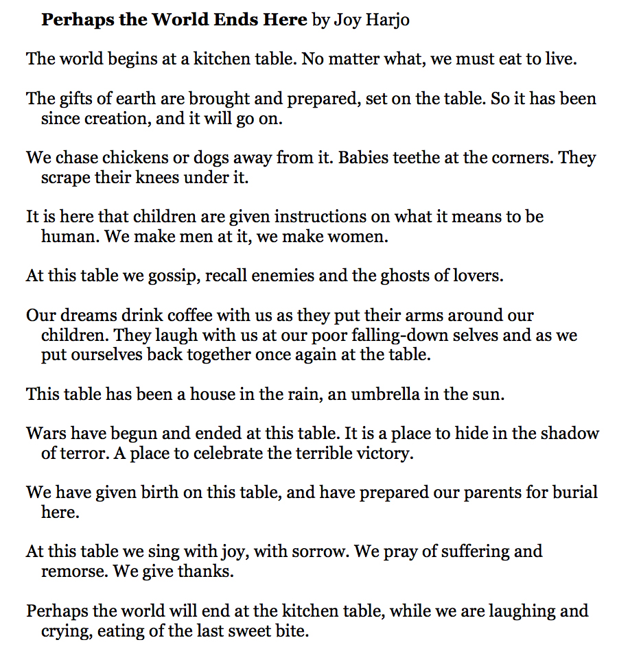 Samuel West On Twitter 293 Perhaps The World Ends Here Joy Harjo S T Co I2mddlem0j Pandemicpoems