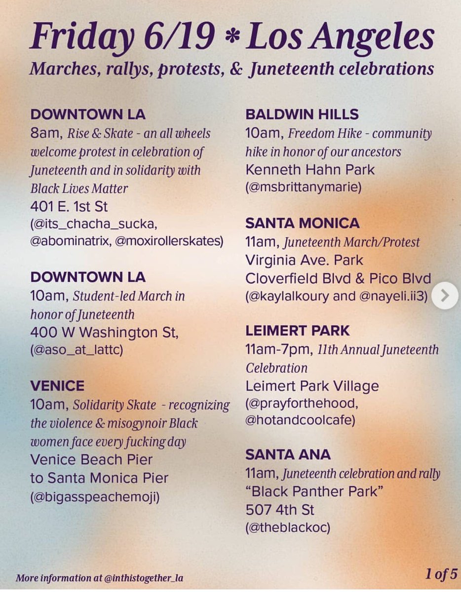 TomFaigh's tweet photo. Los Angeles Protests Rally for #Juneteenth2020 #JuneteenthDay #FreedomDay #JuneteenthMarch 

#LosAngeles Marches Celebrations 
#BlackLivesMatter #BLM
#InThisTogetherLA #LAProtestInfo
Starts at 8:00 am #DTLAProtest 
https://t.co/4ODNWxKx9N https://t.co/Ng56HLpkVj