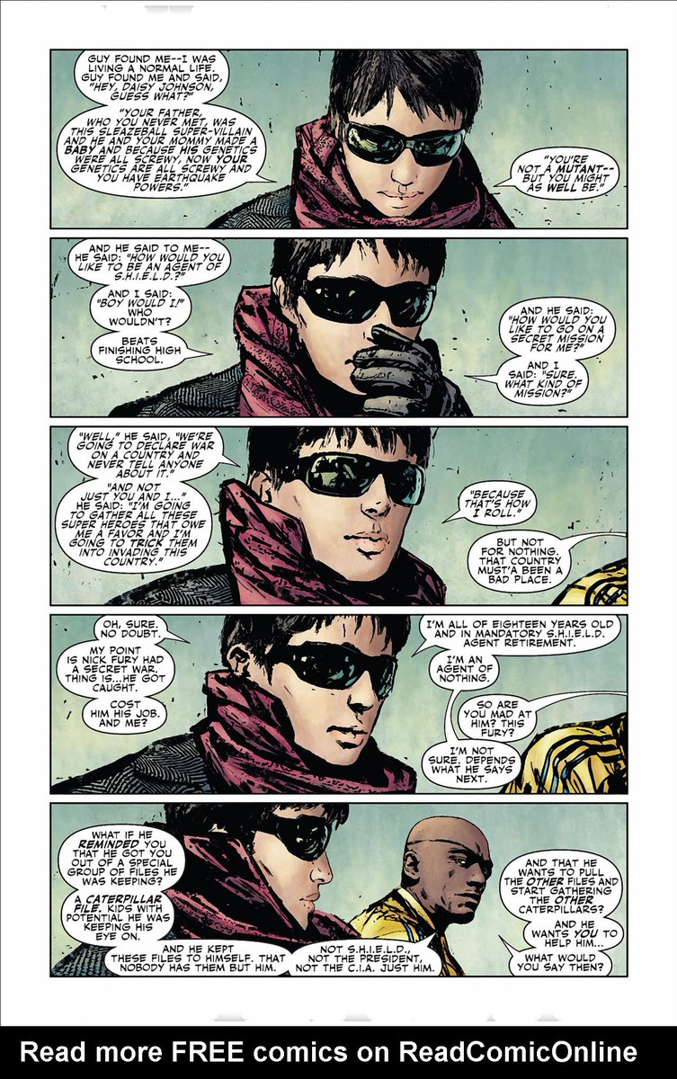 So, I doubled back a bit to see where this all started. Might Avengers 12 reintroduces Nick after a period of absence, and in 13 he recruits Daisy, and she recruits the team. It’s lovely stuff. Everyone gets their own moment.