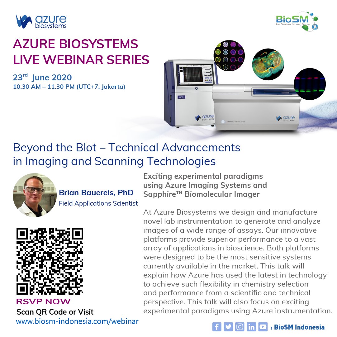 biosm_indonesia's tweet photo. #Azure Biosystems Live Webinar Series. Register: https://t.co/rjAJH5ImEO
Exciting experimental paradigms using Azure Imaging Systems and SapphireTM Biomolecular Imager
#BioSM #laboratory #Protein https://t.co/iSA5yKVir0