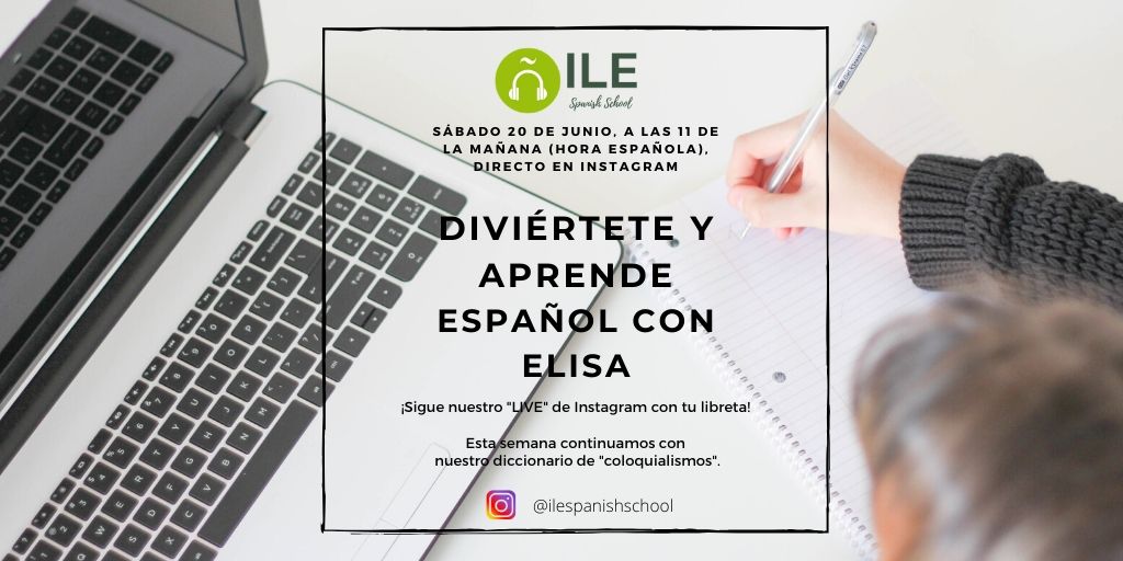 ilespanish's tweet photo. ILE SPANISH SCHOOL te presenta un nuevo directo en Instagram. El próximo sábado 20 de junio, a las 11 de la mañana vamos a aprender español con la profesora ELISA. ¡Participa, juega y aprende con ILE! Te esperamos. https://t.co/JWmzw9wsFp