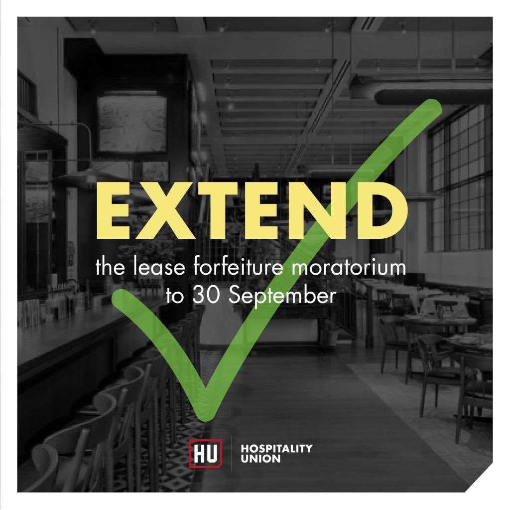 VICTORY: Government have listened to our campaign and finally extended the #ForfeitureMoratorium to 30 September. Extra time is good, but businesses with zero turnover can't go on piling up rent debt. We will keep campaigning for a #NationalTimeOut.