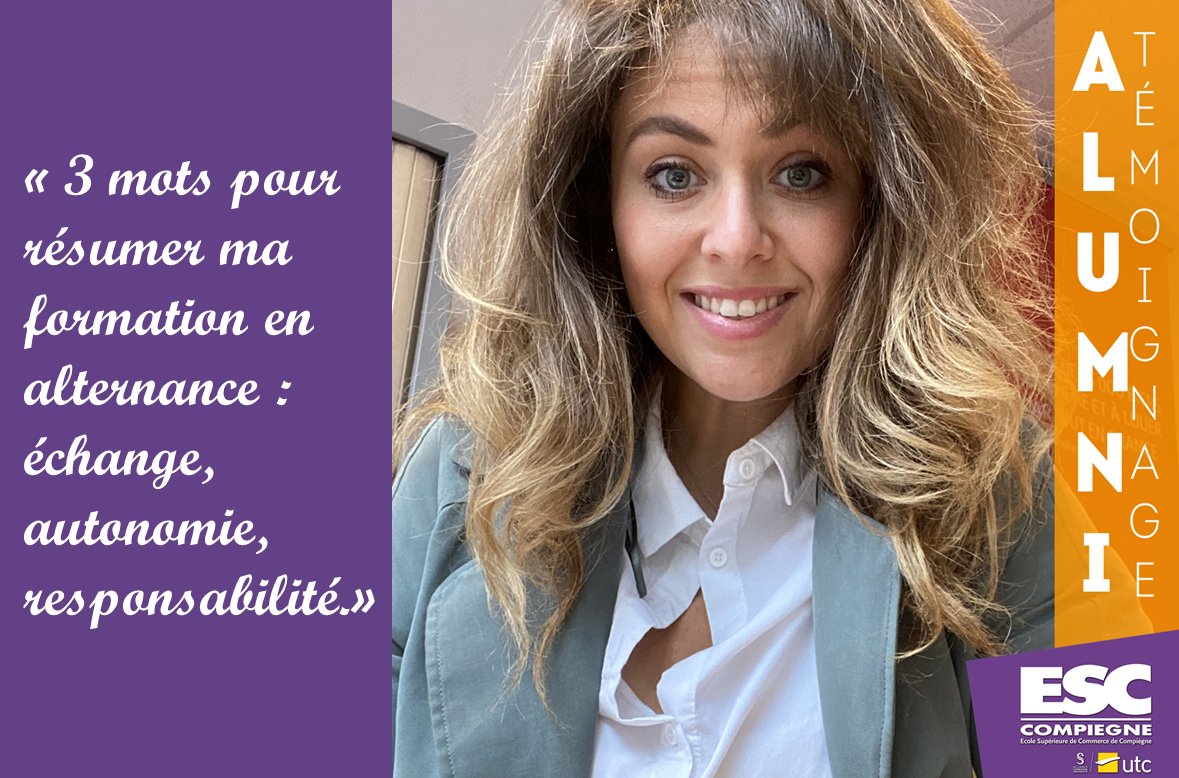 ESC_Compiegne's tweet photo. #alumni #interview de Laureen, diplômée Mastère Manager d’unité opérationnelle, Promotion 2019. "Je garde un excellent souvenir de ma formation à l’@esc_compiegne. Il s’agit d’une école que je considère comme « familiale »..." Lire toute l'interview : https://t.co/bhRIjnT1dD https://t.co/0qKaX1HK6f