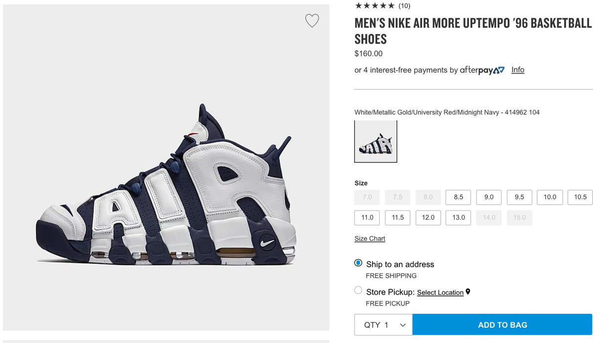 RESTOCK Nike Air More Uptempo 'Olympic 