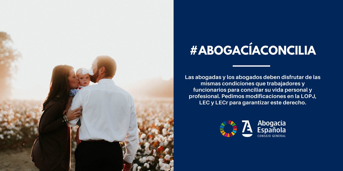 Abogacia_es's tweet image. Las abogadas y los abogados deben disfrutar de las mismas condiciones que trabajadores y funcionarios para conciliar su vida personal y profesional. Pedimos modificaciones en la LOPJ, LEC y LECr para garantizar este derecho #AbogacíaConcilia