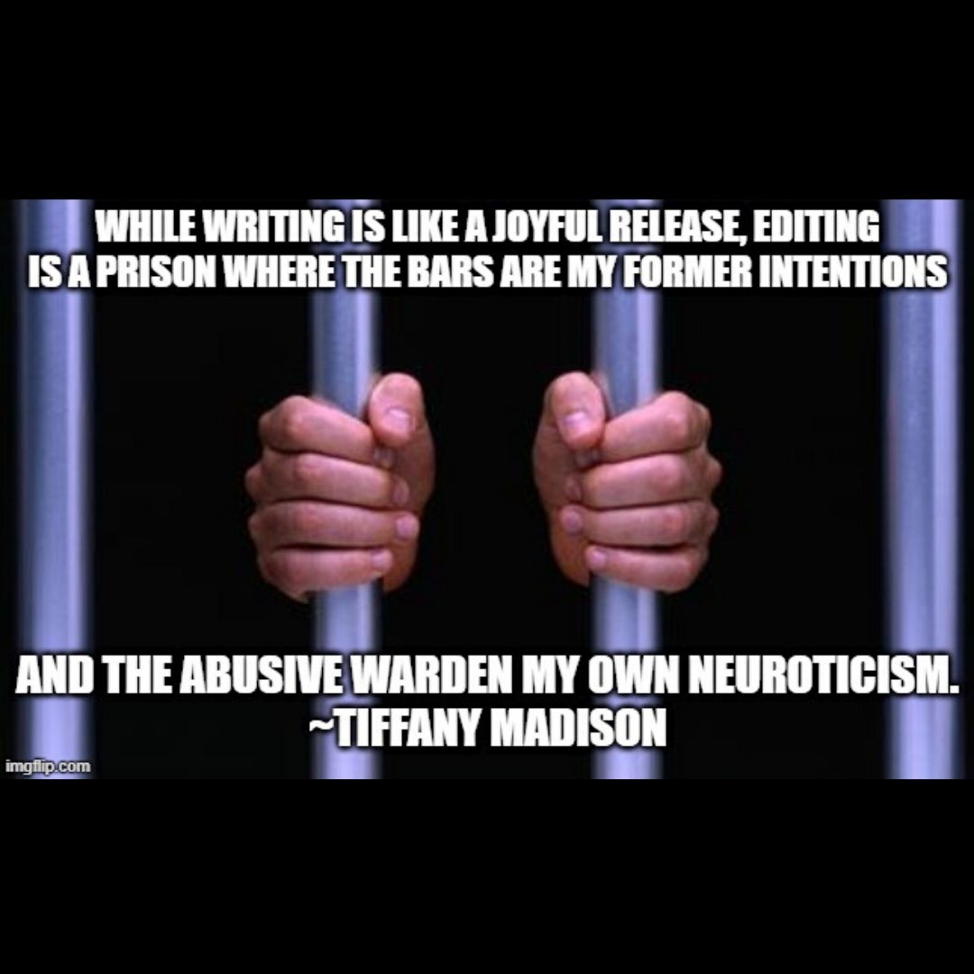 Wardabooks's tweet image. Hmmm, editing as prison. Feels right.

#amediting #authorlife #editinghell #writingcommunity #indiewriters #floridawriters #writinglife #editingquotes #writingquotes