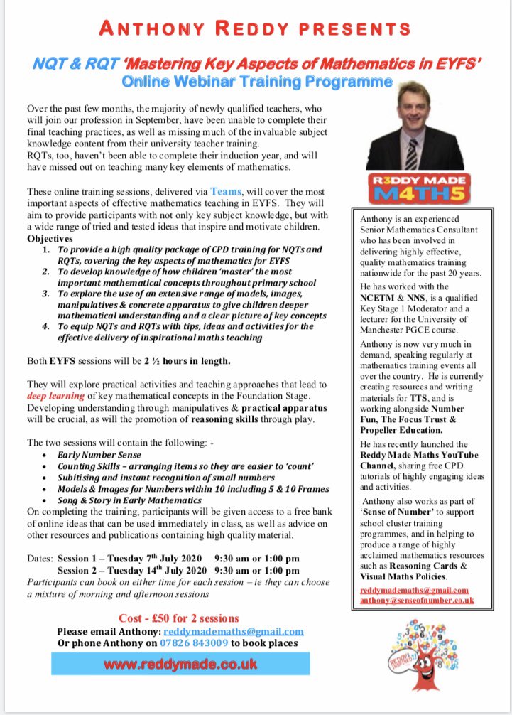 Really excited about Monday’s Day 1 KS1 NQT/RQT ReddyMadeMaths Webinar Training!😀
Thanks to everyone signed up so far-still last minute places available on both great value am&amp;pm sessions.💡
Check out the flyers for full details- loads of ideas, activities &amp; free resources!😁😁